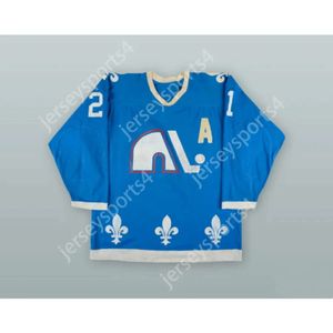 GDSIR CUSTOM 1977-78 WHA Serge Bernier 21 Québec Nordiques Blue Hockey Jersey New Top Ed S-M-L-XL-XXL-3XL-4XL-5XL-6XL