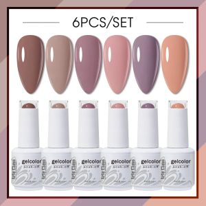 Gel arteclavo 15ml UV Gel Polier à ongles 6pcs / set Gel Varnish trempage off Nude Color Series Gel Polish Gellak Set Hybrid Nail Art Manucure