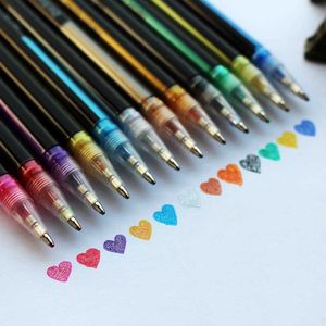 Bolígrafos de gel 12pcsset Set de bolígrafos de gel Glitter Gel Pens Colores Arte DIY Tinta Scrapbooking Dibujo Plumas para la escuela Oficina Adulto Colorante J230306