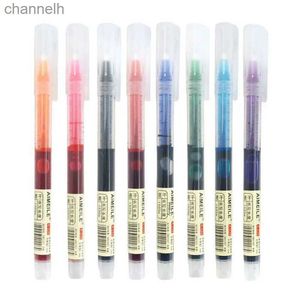 Gel Pens 8 Colors Quick Dry Roller Pen Straight liquid Ink Gel Pen 0.5mm Colorful School office Stationery Japan MUJIs Style Pens YQ231201