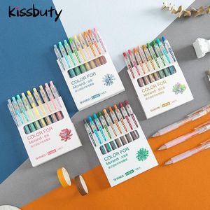 Stylos à gel 9/18pcs / set Morandi Color Pen Set 0.5mm Coloré Mignon Recharges Rod Encre Fine Point Main Compte Journal Fournitures