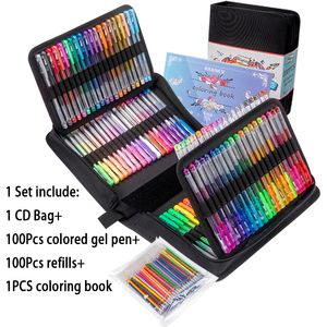 Gel Pens Colored Gel Pen Set 100 Colors For Drawing Painting Sketching 0.5 mm Glitter Color Ballpoint Pen School Office Supplies 040301 230525