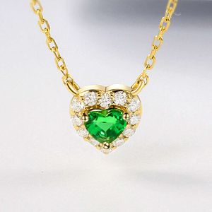 Joyería de piedras preciosas, tienda en línea de oro Real, collar con forma de corazón de diamante de tsavorita Natural para mujer