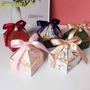 Gem Tower Bronzing Candy Box Boîte d'emballage de cadeau de mariage uniquement pour vous Boîte-cadeau en papier de bonbons au chocolat pour baby shower Event Party L230620