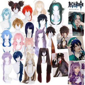 Genshin Impact Cosplay Wig Xiao Keqing Hutao Venti Zhongli Diluc Kaeya Genshin Cosplay Peleras resistentes al calor Cabello sintético Y220512