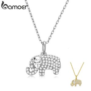 Collar de cadena de circonia cúbica transparente con colgante de elefante para bebé Exqusite de Plata de Ley 925 auténtica para mujer regalo de joyería fina 240228