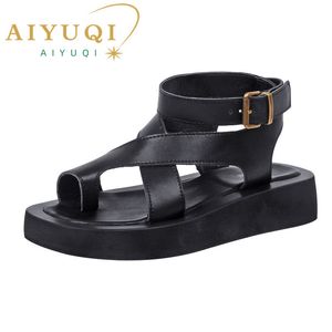 Clipul Clip Leather Summer Aiyuqi Toe Dames Roman Women Chaussures Muffin Sandales WHS MTO 230203 155 294