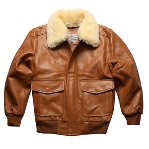 Vestes en Cuir Véritable Hommes Bomber Veste Laine Col De Fourrure Automne Hiver Manteau pour Homme Hauts Imperméables Coupe-Vent Coton Rembourré Épaississement Chaud Noir Marron