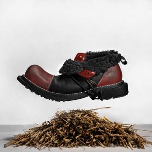 Bottines en cuir véritable pour hommes, chaussures chaudes en fourrure de mouton à l'intérieur, de haute qualité, Style robuste, bottes de neige pour l'extérieur