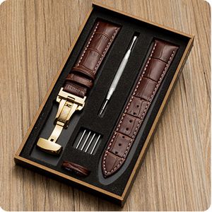 Bracelets de montre de créateur en cuir véritable avec boîte, accessoires de montres en cuir de vache no34