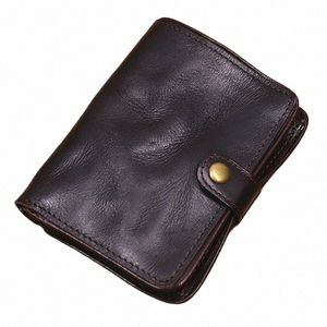 Portefeuille en cuir véritable pour hommes Original peau de vache Vintage fait à la main court pliable mince Rfid sac à main pour hommes avec porte-carte de qualité supérieure k0Uk #