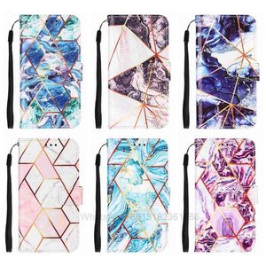 Fundas de billetera de cuero de mármol geométrico para Iphone 13 Mini 12 Pro MAX 11 XR XS MAX X 8 7 6 Cromado Granito Piedra Rock Plated Holder Book Flip