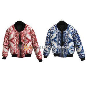 Chaqueta con estampado geométrico para mujer, abrigo con cuello con cremallera, prendas de vestir exteriores de manga larga de diseñador, chaquetas reversibles de moda