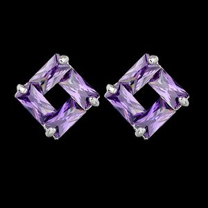 Charm Geometric rectangle AAA grade Zircon Earrings colorful inlaid network style classic simple manufacturer direct selling Earrings Designer Jewelry Women