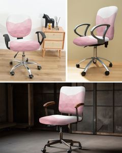 Triángulo geométrico Pink Gradiente elástico Silla de la computadora Silla de computadora Silla de oficina removible Slip -shit Cubiertas de asiento