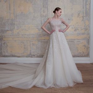 Georges Hobeika 2020 robes de mariée bretelles spaghetti tribunal train perles glands robes de mariée sur mesure robe de mariée vestido de novia