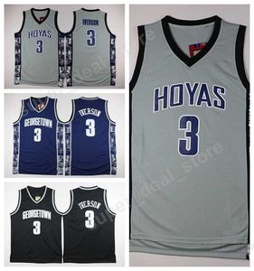 Georgetown Hoyas College Jerseys Noir Bleu Gris Cousu Basketball 3 Allen Iverson Jersey Hommes Sport En Gros Prix Le Plus Bas