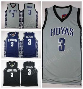 Georgetown Hoyas College Maillots Noir Bleu Gris Cousu Basketball 3 Allen Iverson Maillots Hommes Sport En Gros Prix Le Plus Bas