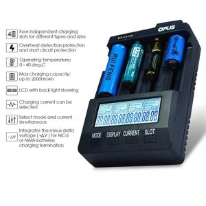 Gereedschap Opus BTC3100 Chargeur de batterie intelligent LCD pour Liion Nicd Nimh AA AAA 10440 14500 18650 17335 17500 Vente de batteries rechargeables