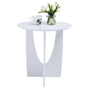 Get Set Style Mesa esquinera circular de madera de café de 20 pulgadas con extremo redondo y acento moderno para decoración del hogar para sala de estar o dormitorio, mesita de noche (acabado blanco)