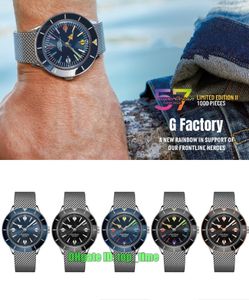 GF Factory Watches 42mm Superocean Heritage '57 LE II 'Rainbow' Montre Mécanique Automatique pour Homme Cadran Bleu / Noir Bracelet en Caoutchouc Montres-bracelets pour hommes