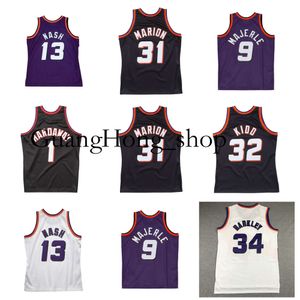 GH Penny Hardaway Sun Camiseta de baloncesto Phoenixs Marion Jason 31 Kidd Dan 9 Merle Charles Barkley Steve Nash Mitch y Ness Throwback Negro