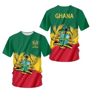 Ghana Jersey 3D impression graphique t-shirts Y2k été drapeau t-shirt décontracté surdimensionné goutte en gros équipe t-shirt 220623