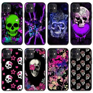 Étuis en TPU souple Ghost Skull pour iPhone 15 14 Pro Max 13 12 11 XR XS X 8 7 Plus 6 6S Amant de fleurs Happy Halloween Pumpkin Lantern Print Black Fashion Phone Back Cover Skin