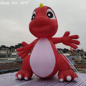 Dragón rojo inflable inflable gigante 6MH (20 pies) con animal de fiesta de dinosaurio ventilador o ventilador personalizado para exhibición o publicidad al aire libre en niños