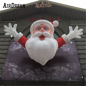 Giant inflatable santa claus lighting Climbing Wall mall entrance Santas for christmas decoration