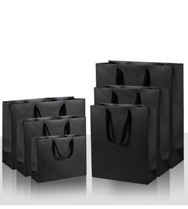 Bolsas de regalo, bolsa de regalo de papel Kraft con asas, papel de asas mate, Kraft, venta al por menor, caja de fiesta para regalo de Navidad bolsas de negocios-negro