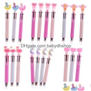 Cadeau stylos à bille mignon Animal cochon puissance 6 couleurs stylo Kawaii Rollerball école fournitures de bureau papeterie Papelaria Escolar Drop Deli Dhgut