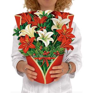 Tarjetas de regalo Exquisita tarjeta emergente de ramo de flores Tarjeta emergente de flores vívidas creativas 3D para cumpleaños Día de la madre Graduación Aniversario de bodas Z0310