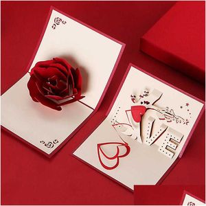 Cartes-cadeaux Love Postcard 3D Pop Up Anniversaire Anniversaire Pour Les Couples Femme Mari À La Main Saint Valentin Drop Livraison Dhxla