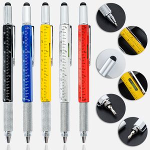 Bolígrafo de herramientas de regalo 6 en 1 bolígrafos de herramientas de tecnología multiherramienta con regla, destornillador, indicador de nivel, bolígrafo y recambios de bolígrafo, regalos creativos para hombres