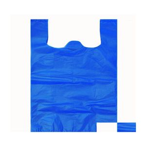 Cadeau cadeau 0,5 kg sac en plastique bleu supermarché épicerie jetable épaissir avec poignée gilet cuisine stockage propre poubelle goutte Del Dheay