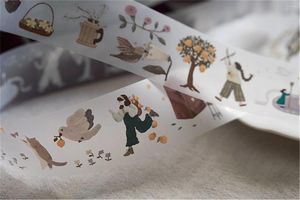 Envoltura de regalo 1 bucle Ivy Snow Vintage Tree Farm Forest Girl Washi PET Cinta para hacer tarjetas DIY Scrapbooking Plan Etiqueta decorativa