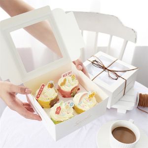 Papel de regalo 10 20 PCS 4 pulgadas Pastel blanco Ventana abierta Cupcake Muffin Caja de papel para hornear Paquete de regalo Postre Para llevar Pastelería Comercio al por mayor 220913
