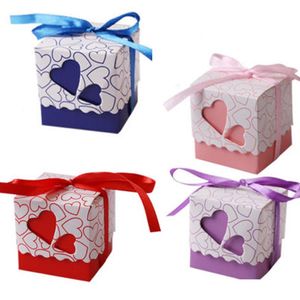 Emballage cadeau 10/50/100 pièces amour coeur bonbons boîtes chocolat sac faveur de mariage fête d'anniversaire emballage gâteau boîte avec rubans décoration