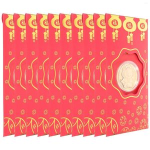 Envoltura de regalo 10 PCS Zodíaco chino Dinero afortunado para atraer riqueza Sobre Festival de primavera Paquete rojo Papel perla