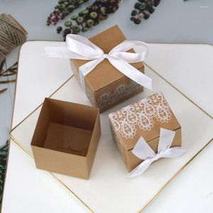 Papel de regalo, 10 Uds., caja de dulces con lazo de encaje clásico, fiesta de boda, pastel de cumpleaños, Mini cinta de embalaje de Chocolate, blanco Bo R8O3