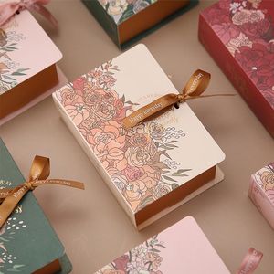 Envoltura de regalo 10 PCS Libro creativo Caja de dulces Fiesta de bodas Papeles pequeños Impresión Papel Rosa Cajas para