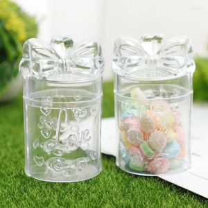 Cadeau cadeau 10 pcs créatif dessin animé arc transparent boîtes de bonbons en plastique pour la fête d'anniversaire de mariage bonbons conteneur