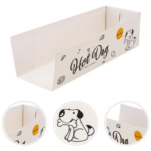 Envoltura de regalo 100 piezas Bandeja de papel para alimentos Contenedor para pasteles Soporte para perros Juego de raclette Caja Muffin Bandejas para perros de maíz