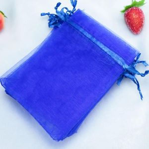 Emballage cadeau 1000pcs / lot Royal Blue Organza Sacs 9x12cm Tulle Bijoux Paquet Pochettes Petit Mariage Faveur Sac De Bonbons Emballage