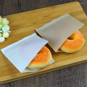 Emballage cadeau 100 pièces 12 12cm blanc brun Kraft papier Sandwich beignet pain sac Hamburger sacs emballage alimentaire Restaurant approvisionnement pochettes