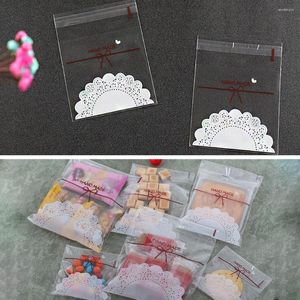 Emballage cadeau 100pcs Biscuit Emballage Sac Imprimer Sacs en plastique Candy Cookie Snack Auto-adhésif pour la fête d'anniversaire de mariage à la maison