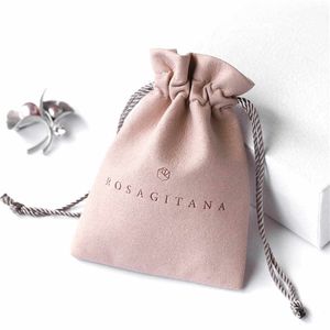 Envoltura de regalo 100pcs personalizar bolsas de joyería estampada personalizada empaquetado de pequeñas empresas empapadas en el anillo de microfibra bolsas de regalo 220913