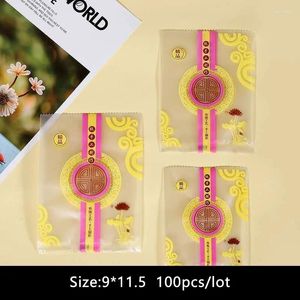 Envoltura de regalo 100pcs/lote Candy Cookies Bag Pack Handmade Style Chinese Lace Stripes Circle Design Nougat Bode Farty Food Food