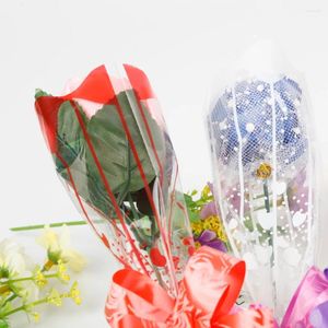 Enveloppe cadeau 100pcs / ensemble Printing Flower Plastic Sac Transparent Opp Poly for Rose Birthday Wedding Packaging